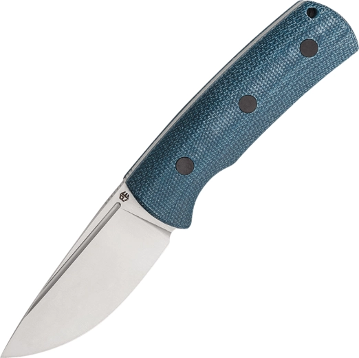 Cuchillo outdoor Petrified Fish Beluga 9,2 cm, satinado, Micarta azul, funda Kydex