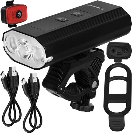 Juego de luces para bicicleta Trizand LED 1300 lm (delantera + trasera) con USB-C y powerbank