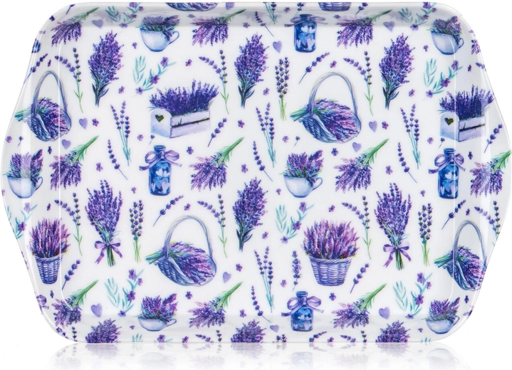 bandeja de melamina con motivo de lavanda 21 × 14 cm