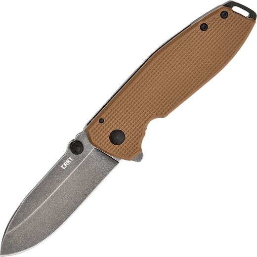 CRKT Squid XM cuchillo de bolsillo marrón 7,5 cm, Black Stonewash, G10