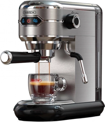 Cafetera de palanca HiBREW con espumador de leche