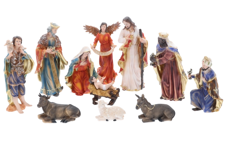 Belén navideño – set de 11 figuras de poliresina de hasta 46 cm