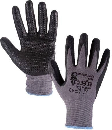 Guantes de trabajo de nailon con espuma de nitrilo, gris‑negro, talla 8