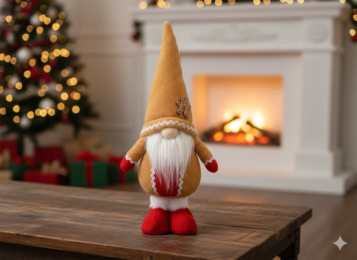 Gnomo navideño de pie 49 cm – decoración naranja