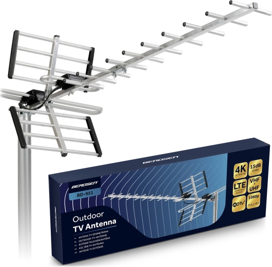 Antena de TV direccional exterior 4K con filtro LTE BERDSEN BD-951