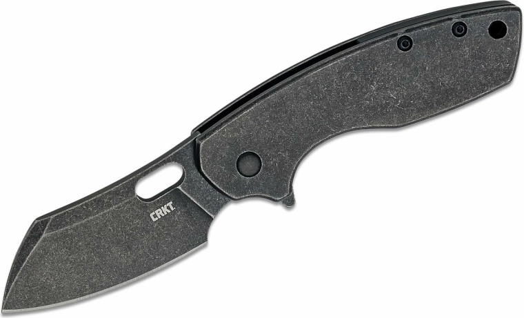 CRKT Pilar Large Black navaja de bolsillo de 6,8 cm, Black Stonewash, totalmente metálica