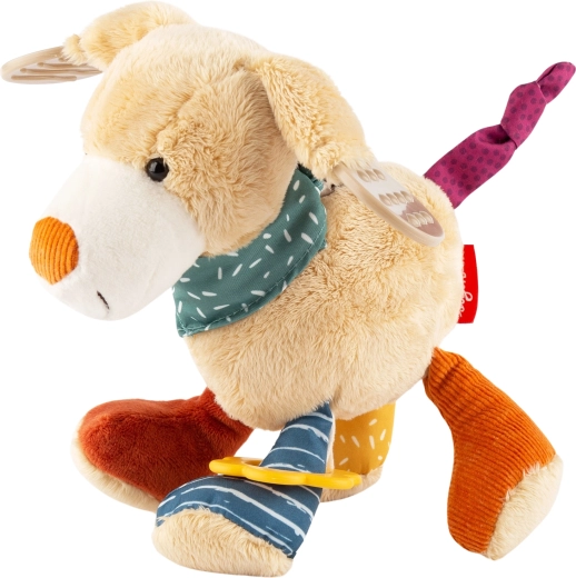 Juguete de desarrollo perrito con papel crujiente, sonajero y mordedor Sigikid