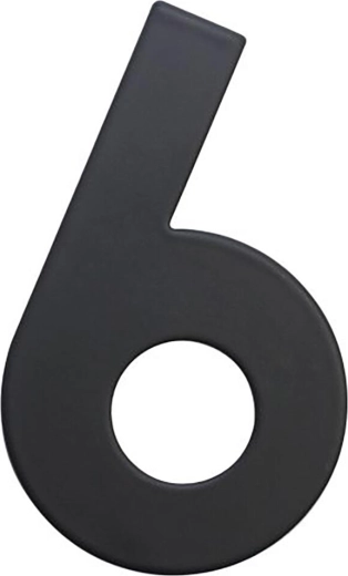 Número de casa 6, 75 mm, acero inoxidable, negro mate