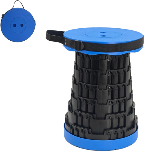 Taburete telescópico plegable azul (7–45 cm)
