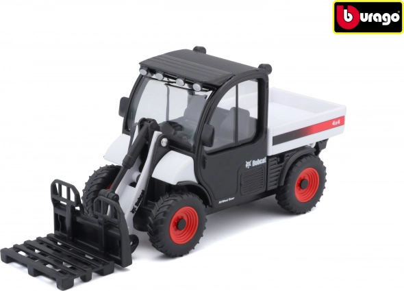 Bburago Bobcat Toolcat 5600 con accesorio de horquillas para palés – modelo metálico blanco/negro