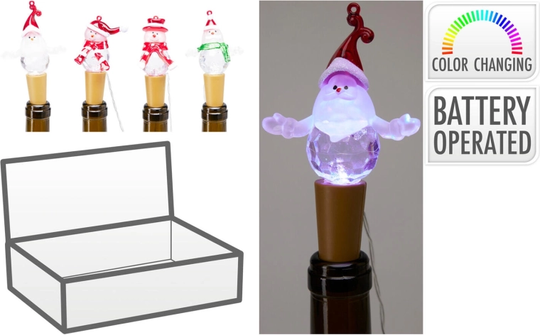 Tapón luminoso navideño para botella con LED, surtido de motivos