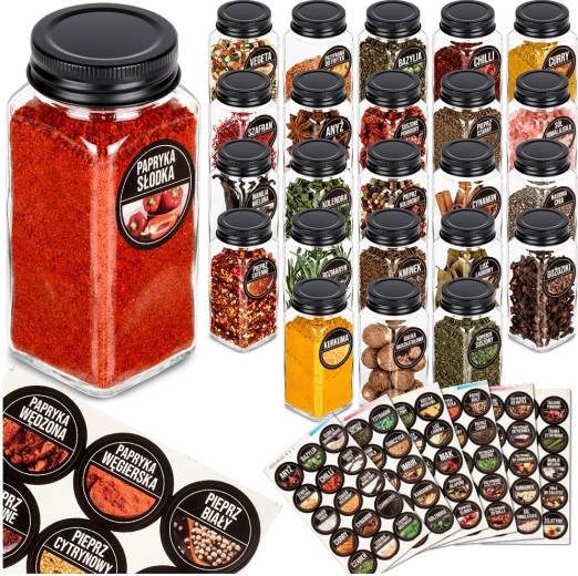 Juego de frascos de vidrio para especias 120 ml, 24 uds + 90 etiquetas