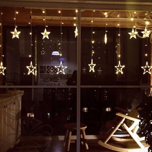 Cortina luminosa con estrellas de 2 m, 120 LED - 1 unidad