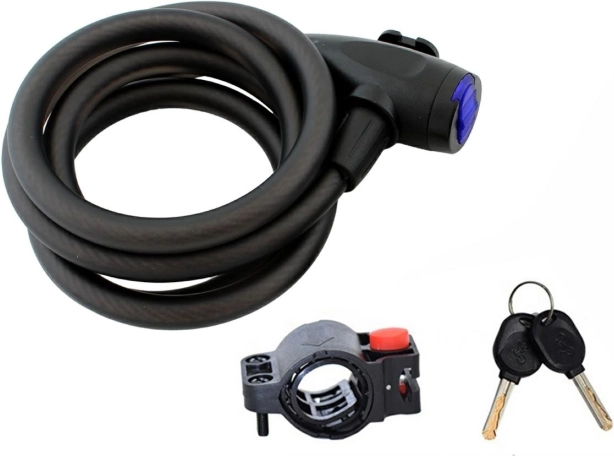 Candado de cable en espiral resistente para bicicleta 150 cm con llave
