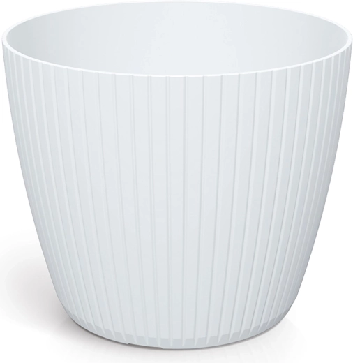 Maceta Lamia 19,8 cm blanca – moderno cubremaceta de plástico con ranuras verticales