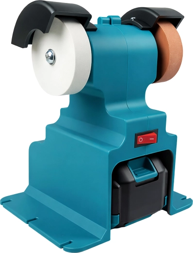 Esmeril de banco inalámbrico de doble disco, 2× baterías