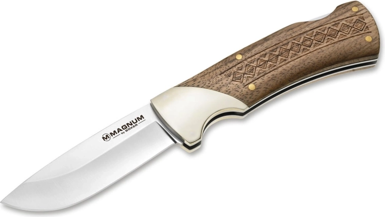 Navaja de bolsillo Magnum Woodcraft de 8,8 cm, mango de madera