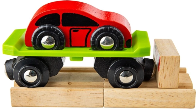 Vagón con coche y vías Bigjigs Rail