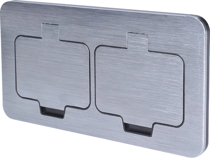 Doble toma de suelo empotrable Solight IP55 con tapa rectangular