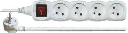 Cable alargador Emos con interruptor, 4 tomas, 3 m, blanco
