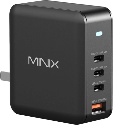 Minix cargador de pared GaN 165 W (3× USB-C, 1× USB-A)