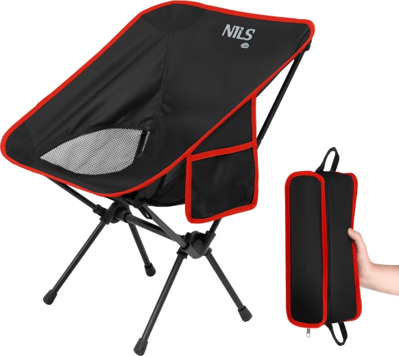 Silla de camping plegable ultraligera NILS Camp NC3320 negra