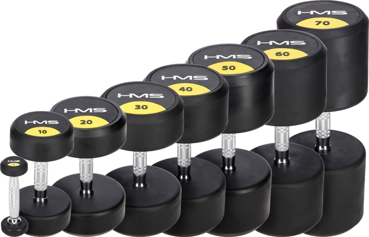 Mancuerna de una mano recubierta de goma 2 kg HMS HG Pro