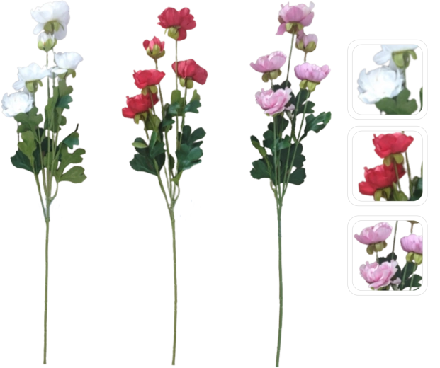 Ramita artificial de pryskyřník en mezcla de colores
