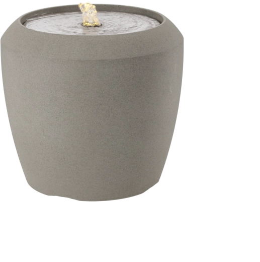 Fuente de jardín con iluminación LED, gris, 33,6 × 33,6 × 30,5 cm