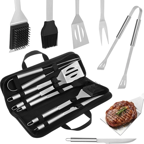 Kaminer juego de herramientas para parrilla de acero inoxidable con estuche (6 piezas)