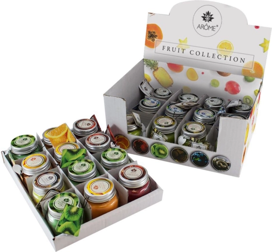 Vela aromática en tarro de cristal FRUTA 28 g – mezcla de 6 fragancias
