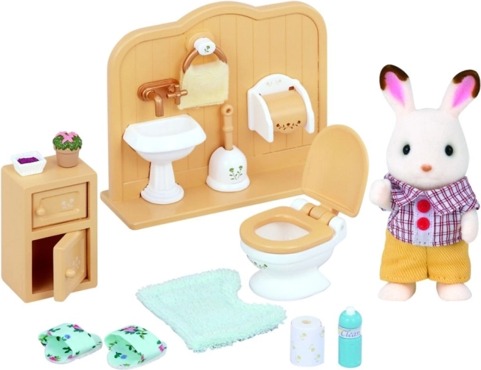 Muebles de baño para conejitas Chocolate: hermanito y WC con accesorios