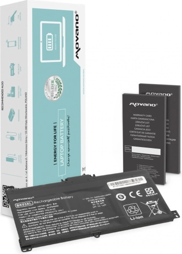 Batería Movano BK03XL para HP Pavilion x360 14-ba 3400 mAh 39 Wh