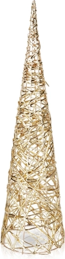 Árbol de Navidad luminoso en forma de cono, dorado, 60 cm, 30 LED