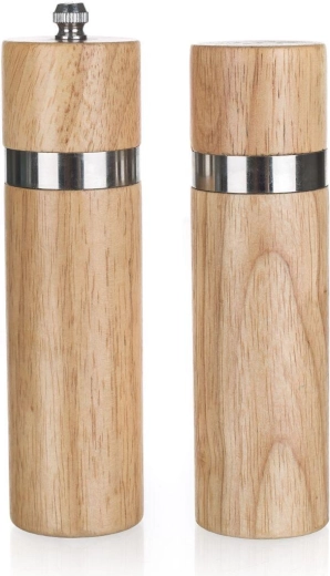 Set de molinillo de pimienta y salero BRILLANTE 15,2 × 4 cm, madera de árbol del caucho