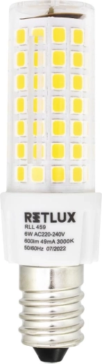 Bombilla LED RETLUX para campana extractora E14 6 W blanco cálido