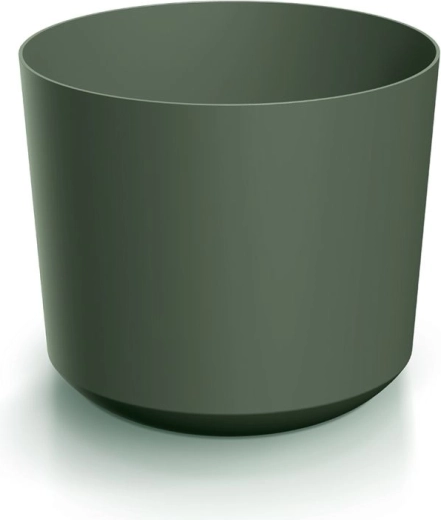 Maceta TUBO con plato 12,8 cm verde oscuro