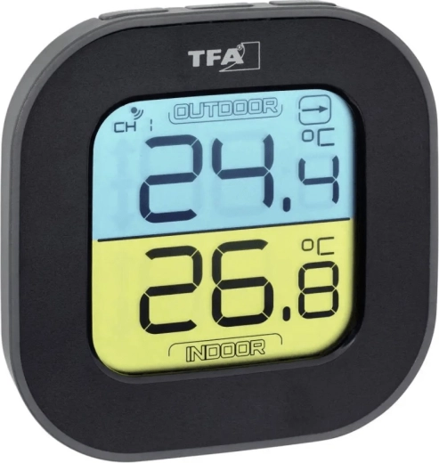 Termómetro inalámbrico TFA Fun con transmisor, negro - 1 unidad