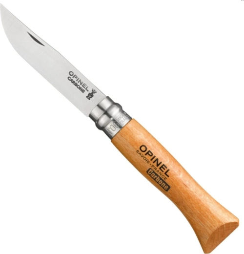 Opinel N°06 navaja de bolsillo de carbono 7,2 cm, madera de haya