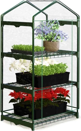 Mini invernadero de jardín con 3 estantes 125 × 69 × 49 cm Plonos