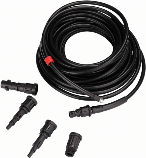 Manguera de limpieza para desagües y alcantarillado de 15 m con adaptadores para hidrolimpiadoras