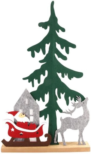Decoración navideña de fieltro Santa en trineo 32 cm