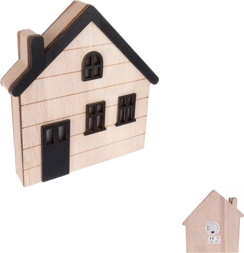 Casita decorativa de madera beige-negra 15 × 3 × 15 cm