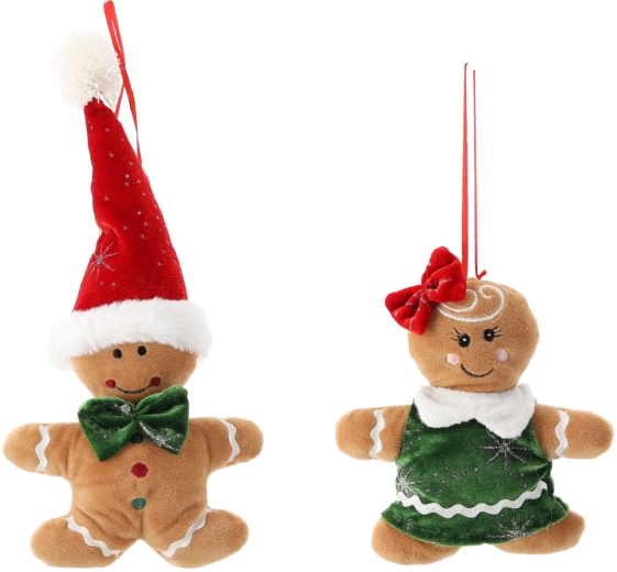 Figura navideña de niño y niña de pan de jengibre 27 cm