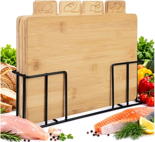 Tablas de cortar de bambú con soporte Zortiva - 4 unidades