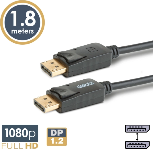 Cable DisplayPort a DisplayPort 1.2, 1,8 m, negro