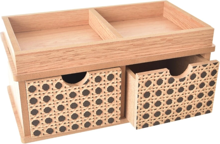 Joyero BOHO de madera con dos cajones