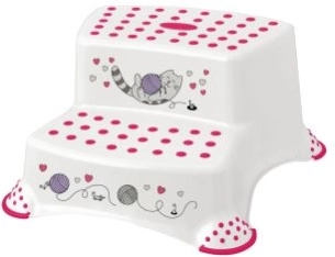 Escalón infantil de doble peldaño con antideslizante CAT, blanco 40,5 × 37 × 21 cm