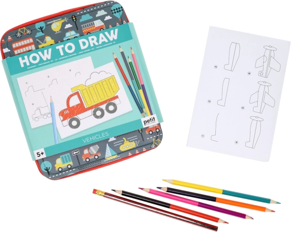 Petit Collage cómo dibujar vehículos – kit creativo para niños
