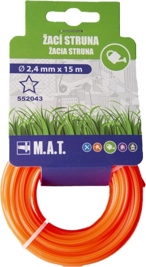 Hilo de recambio para desbrozadora 2,4 mm estrella, 15 m – nylon naranja oscuro